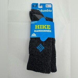 Columbia Randonnee Wool Hiking Crop Crew Socks Charcoal Size M  - 1 pairs -NEW